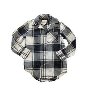 Field & Stream Flannel Shirt Boys Button Up Size SM Gray White Plaid